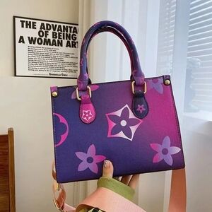 Elegant Floral Satchel in Pink and Purple